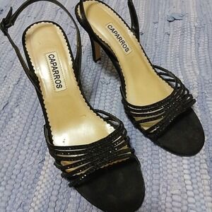 Black‎ sparkly rhinestone slingback Caparros heels, size 7.5b